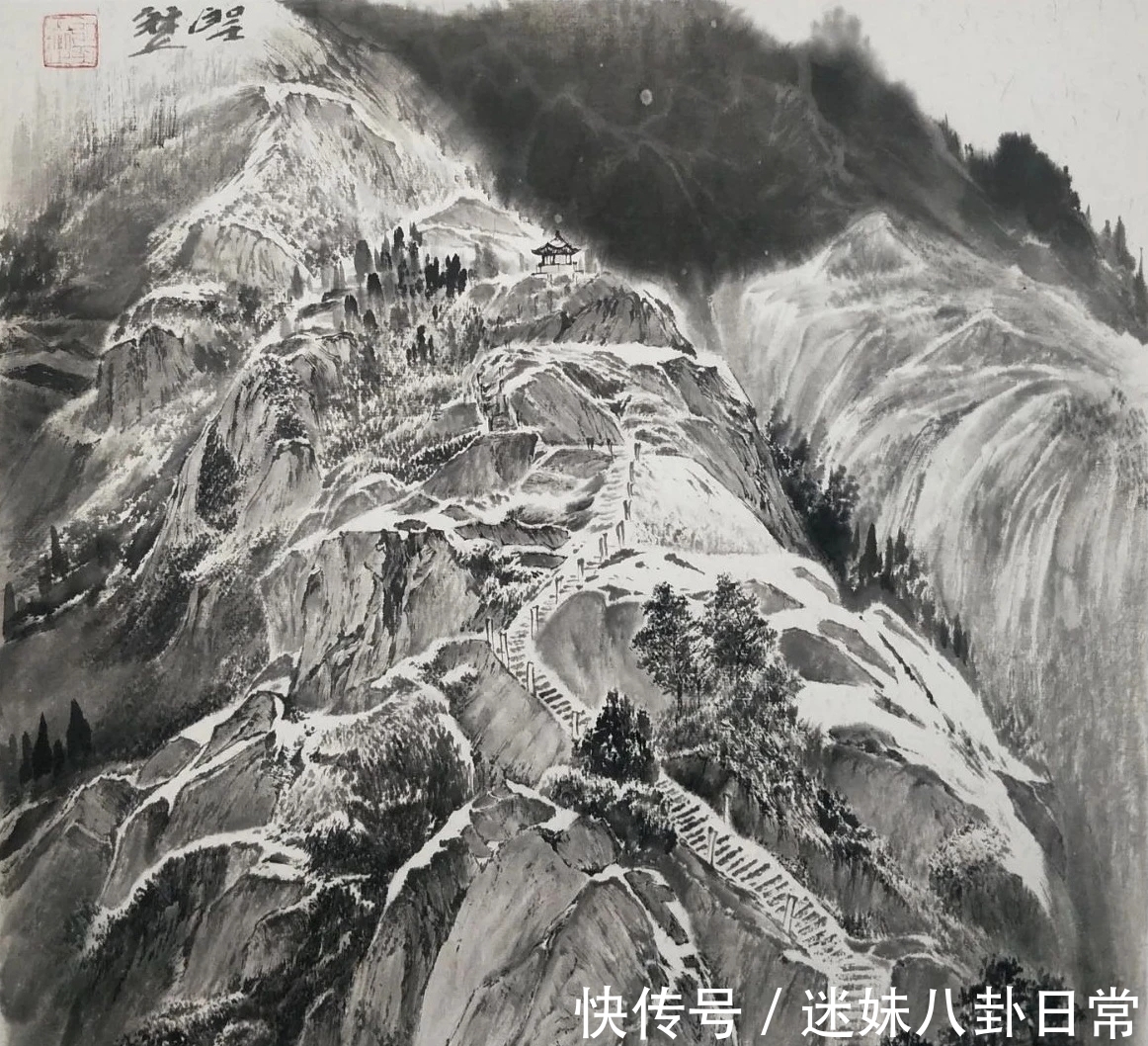 画家!一位青年画家的山水画很写实,有韵有境,不输西方风景画!