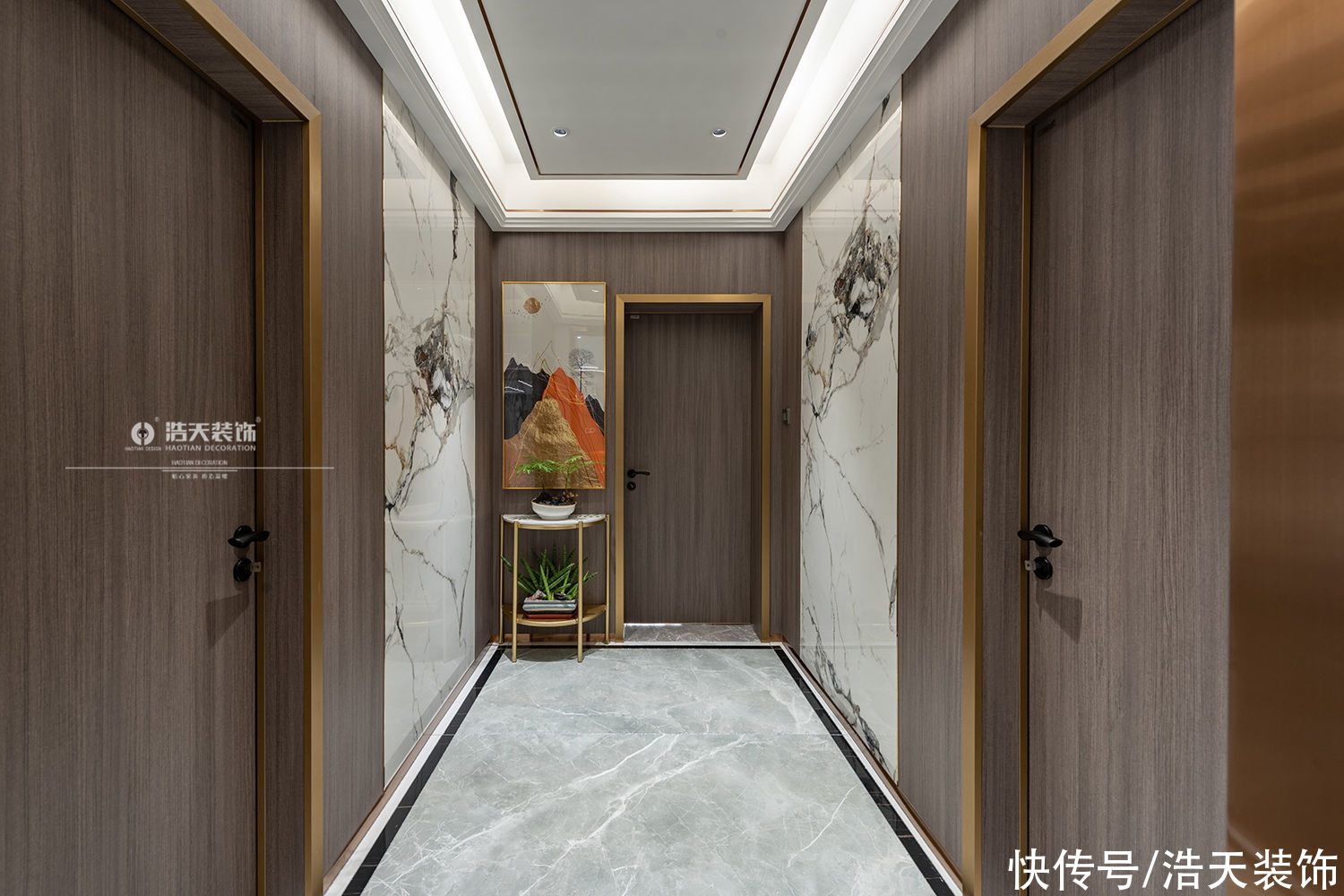 木栅格|200平实景案例，全屋大理石，太惊艳了