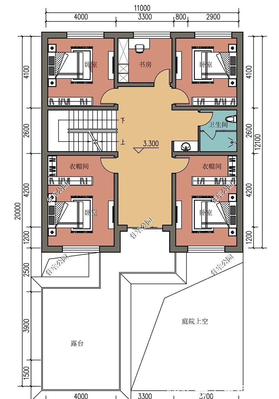 中式|农村盖房选中式准没错,11×12米中式大院户型,院子配露台太赞了