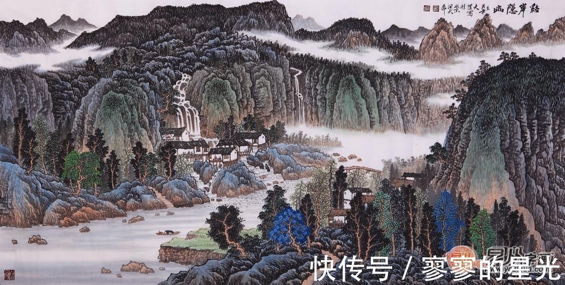 青绿山水$吴大恺山水画 取法高古 蕴含着丰富而精微的笔墨玄妙之美