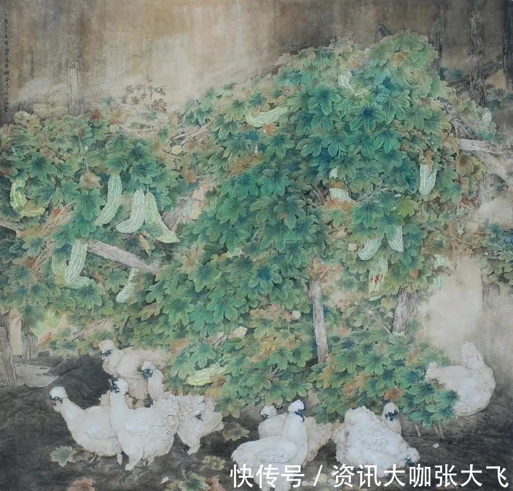 乡土|中国画|邓伯元的花鸟画,极富乡土气息,他笔下的鸡,栩栩如生!