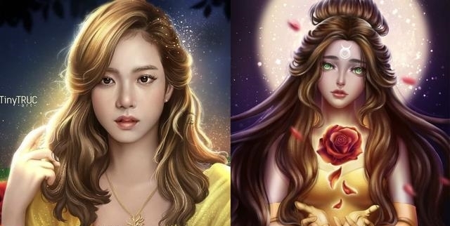 金智秀|BLACKPINK变身迪士尼公主,Lisa化身两位公主,金智妮是茉莉公主