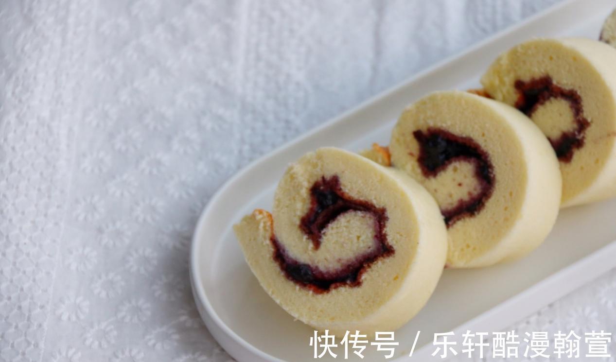 蓝莓酱|自制蓝莓蛋糕卷，做法不难，味道比买的强多了