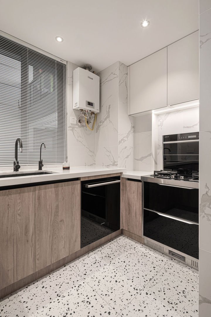 洗衣机|89㎡原木白加黑，只拆一面墙全屋都亮了，一屋子的柜子都藏着心机