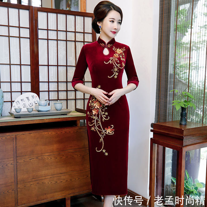 金丝绒|惊艳秋日的金丝绒旗袍,才能展示最优雅的东方美!