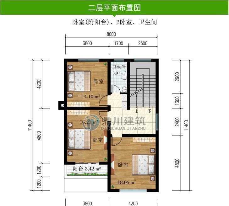 庭院花园|造价28万，三层农村别墅，占地96平米，开间8米，7间卧室设计