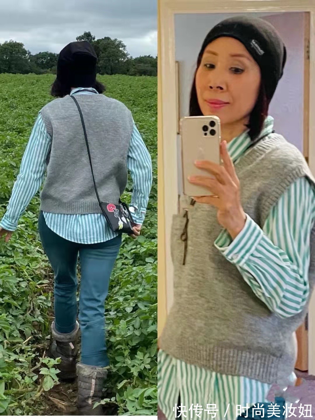 奶奶衫|这位60岁“大姐”太会穿了,奶奶背心穿出少女范,减龄又高级