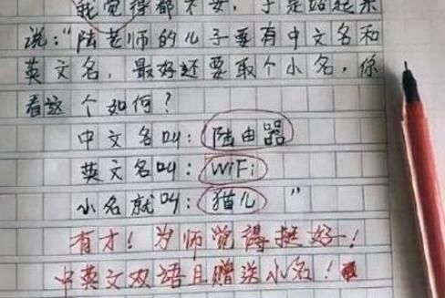 名字|班主任喜得贵子，小学生帮助起名想象力超群，网友起名“鬼才”