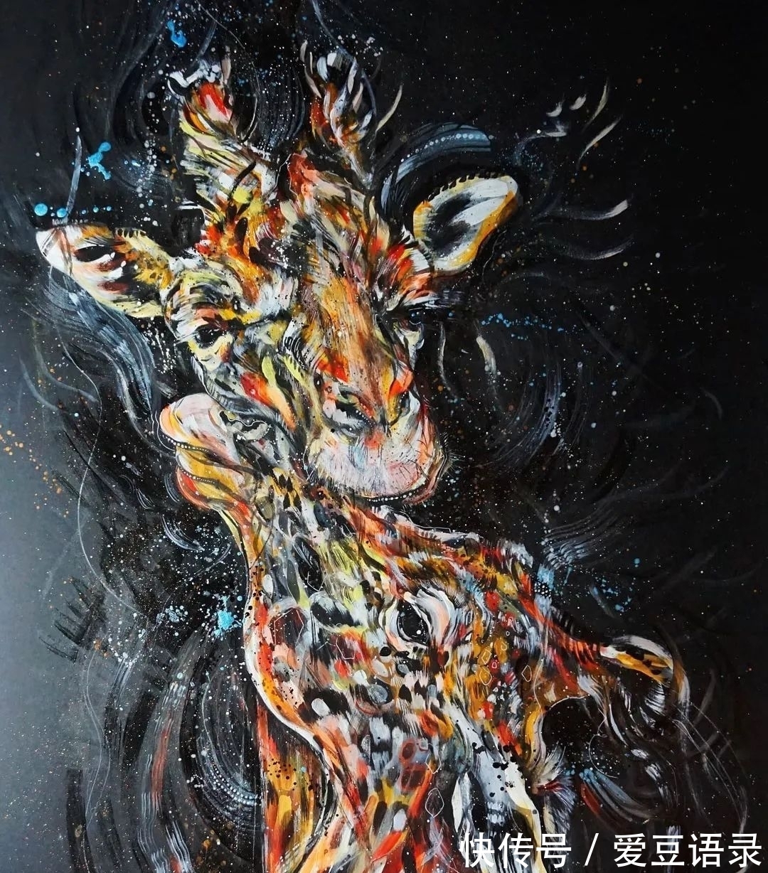 动物@她在一幅画里,画了一万种颜色,连斑马和大象都变成彩虹色