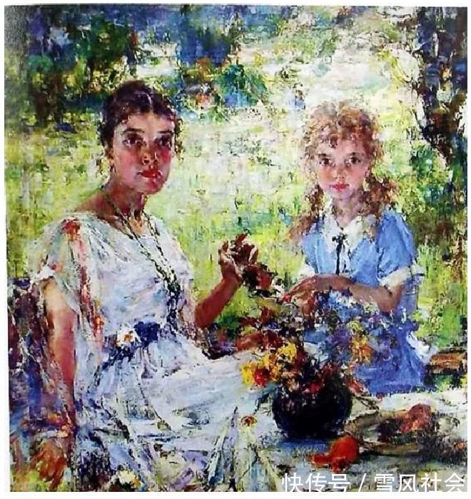 笔触$他师从列宾,又深受印象派作品影响,一幅画作含蓄表达对妻女的爱