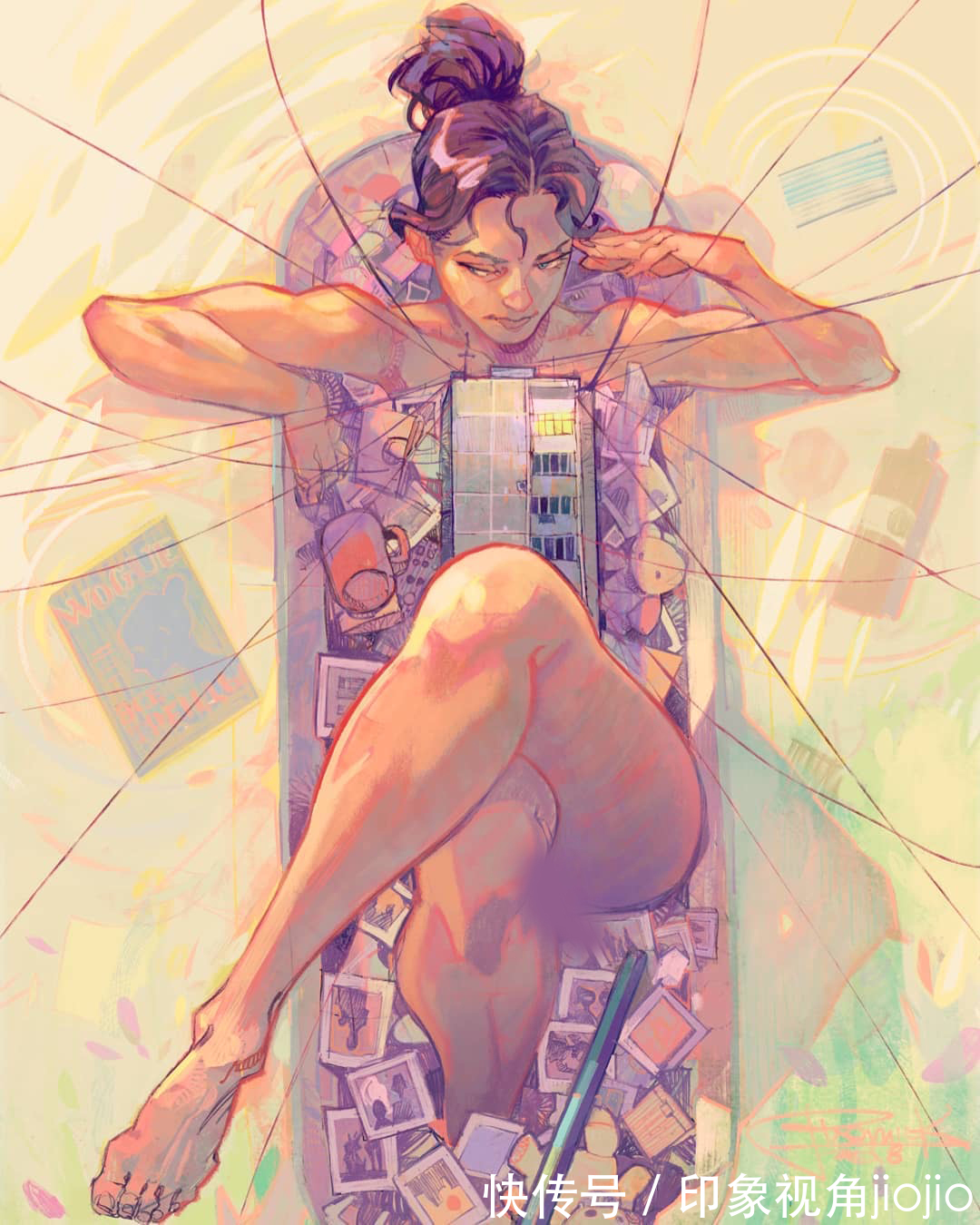 插画@耐人寻味的浮生绘影,充满强烈的美漫元素,有着吸引人的魄力