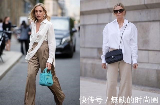 右图 阔腿裤穿着会显腿长若没有按照自己身材正确选款,反而会显胖!