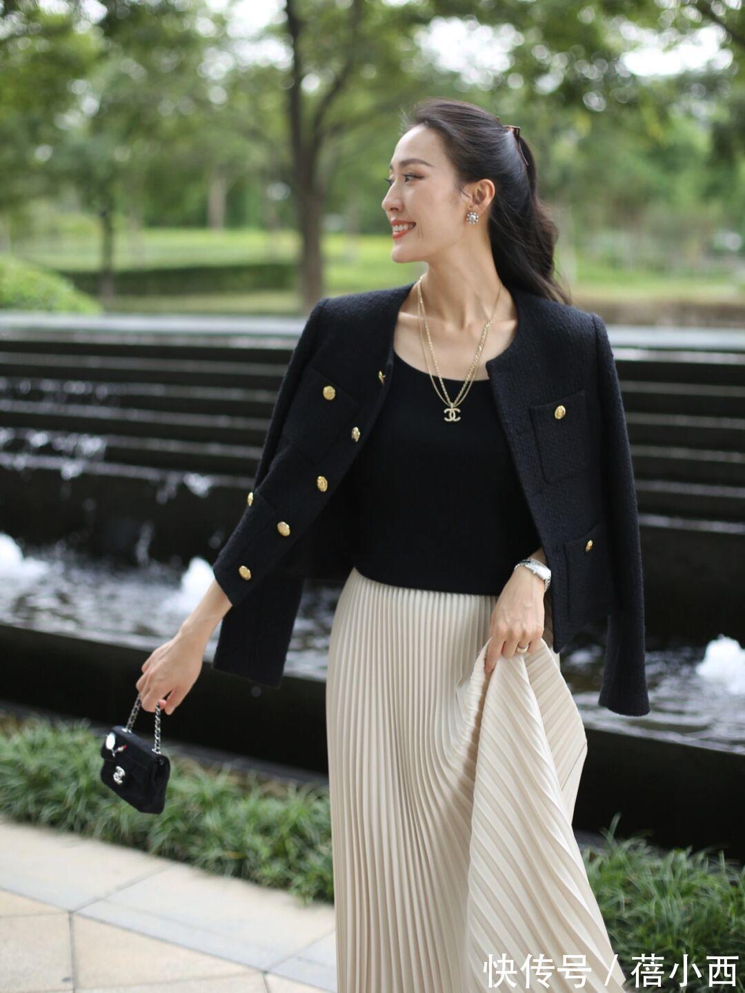 黑色|建议40+女性多穿“小香风外套”,搭配半身裙优雅,搭配裤子时髦