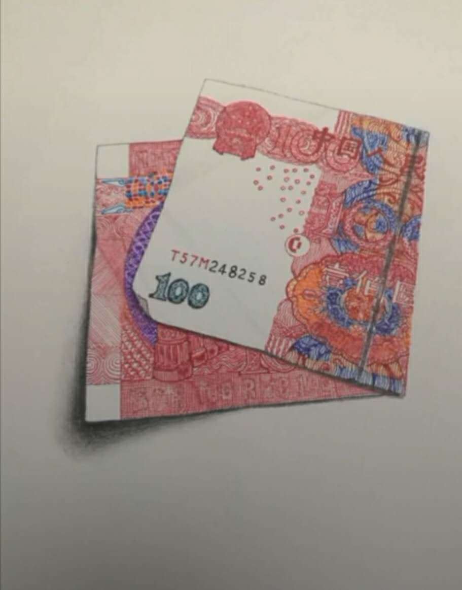人民币$10块钱一盒的蜡笔,画出100块钱的人民币,这是人肉印钞机