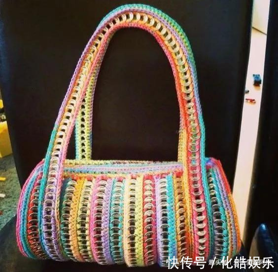在易拉罐拉环上编织,钩成的包包耐看耐用!DIY变废为宝附教程
