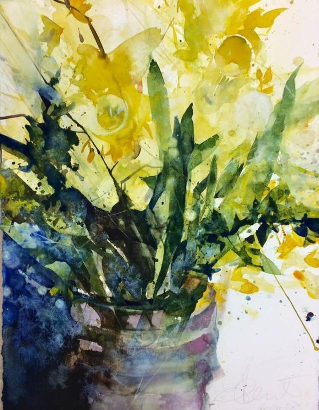 Elke&水彩画家Elke笔下的花花世界浓墨重彩之中隐去了繁花的具象(一)