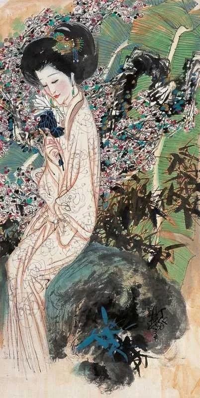 广美教授林墉笔下的女人体国画，俏丽、灵动，勾人魂魄，养眼！