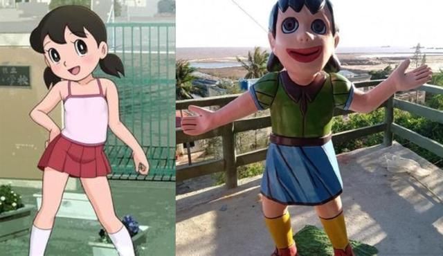 大雄|毀童年的哆啦A夢雕塑,充滿“智慧”的靜香,這胖虎你說能吃人我都信