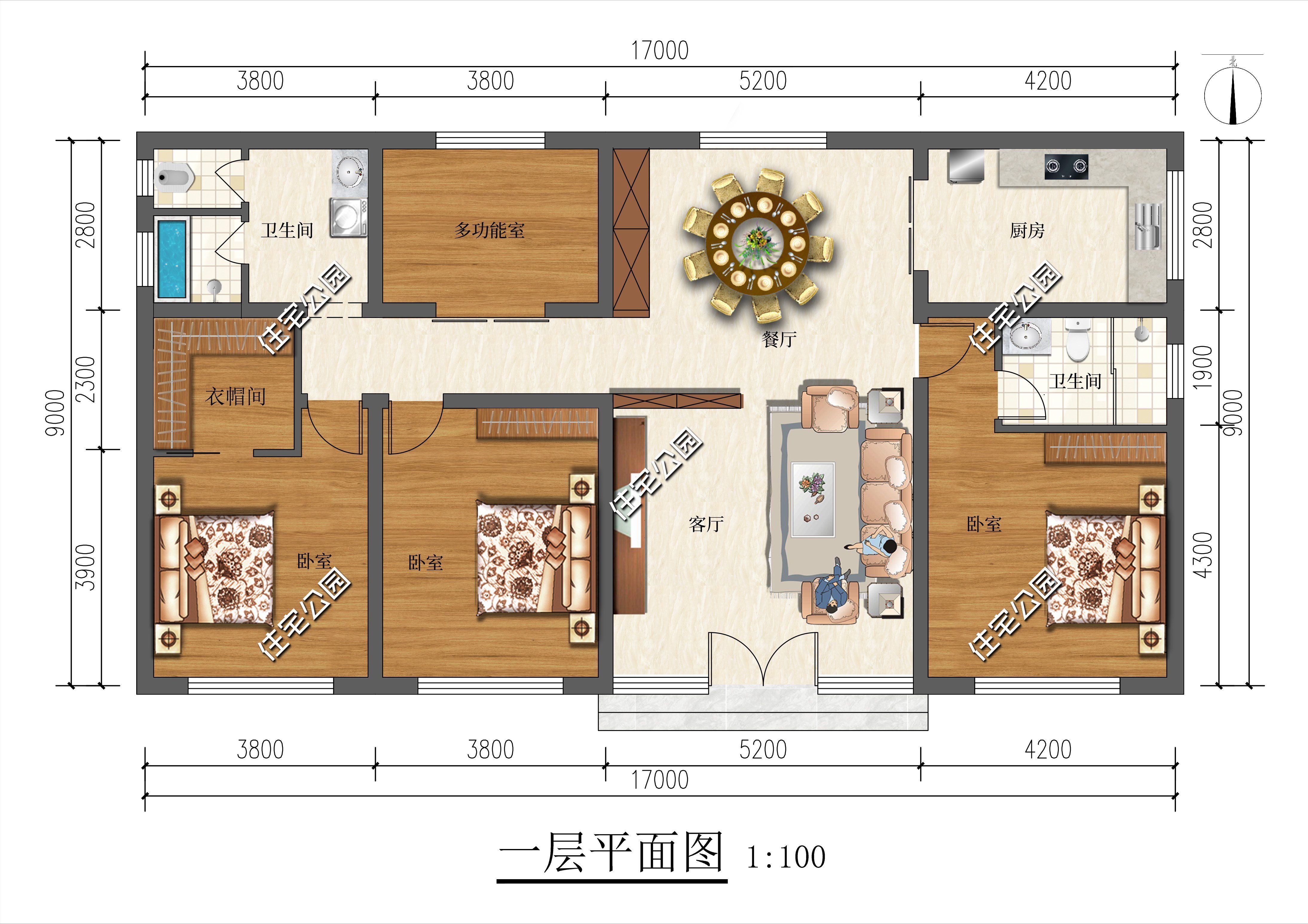 住宅|17×9米大平层住宅，舒适的客厅、朝南的卧室，养老房的极佳选择