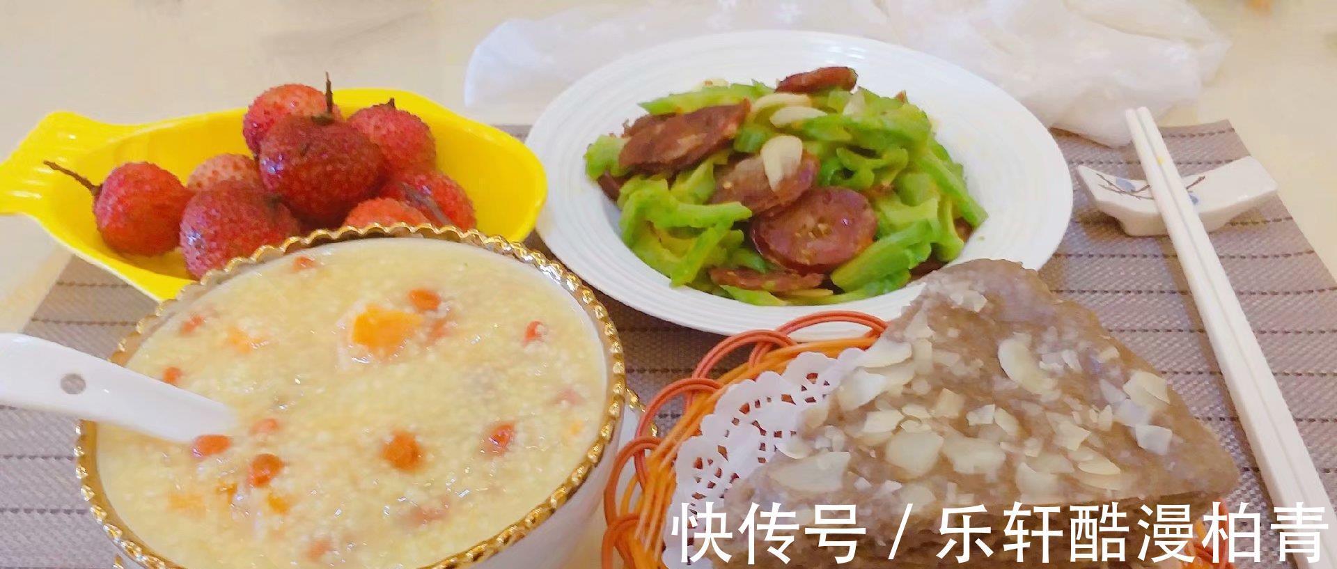 香肠|早餐这样吃真美味,有粥又有发糕,非常接地气