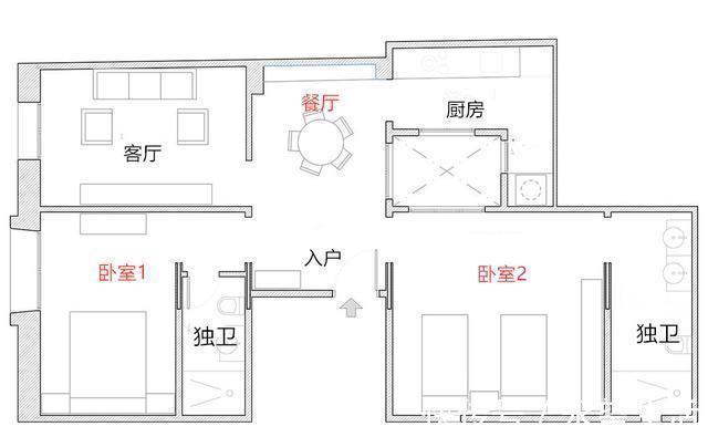 卧室|墙只刷大白,地只做水泥地,小姑娘爆改65㎡,多出30㎡宽敞感