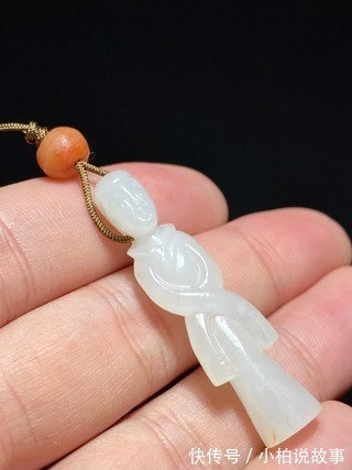 挂件!明以前 熟坑 和田玉籽料 羊脂白玉 玉人 挂件