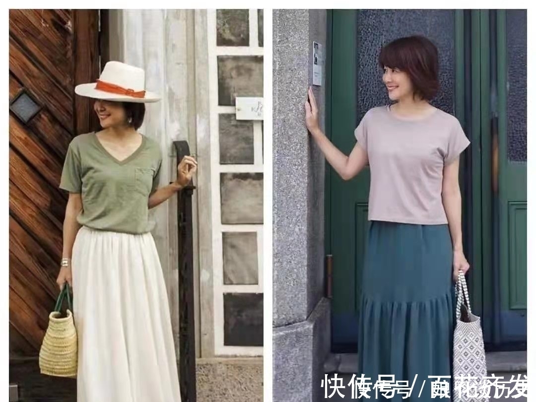 裙装|女人过50岁想要俏,出游穿搭别只选一套,瞧日本博主,美丽有气质