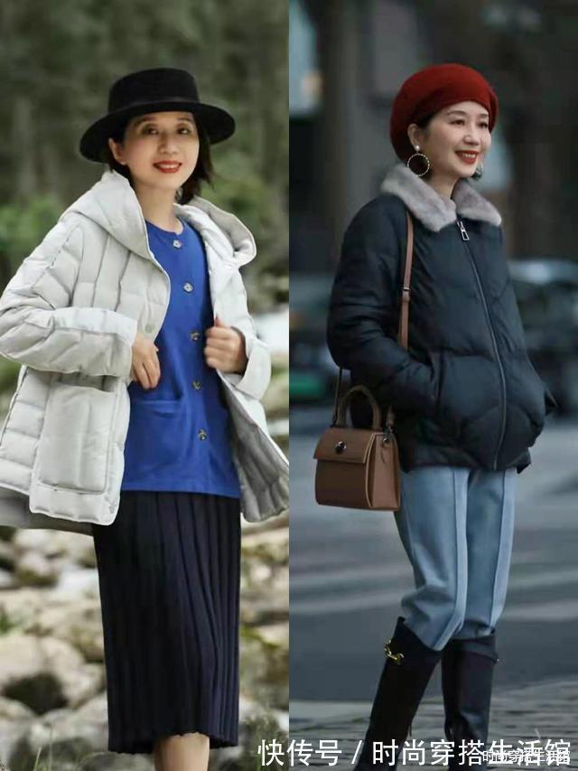 保暖 40、50岁中年女人,冬天这么穿羽绒服,不装嫩也不显老,真美