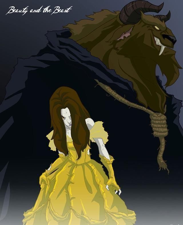 白雪公主#迪士尼公主变成恐怖“怪物”,丧尸让人害怕,吸血鬼画风妖娆