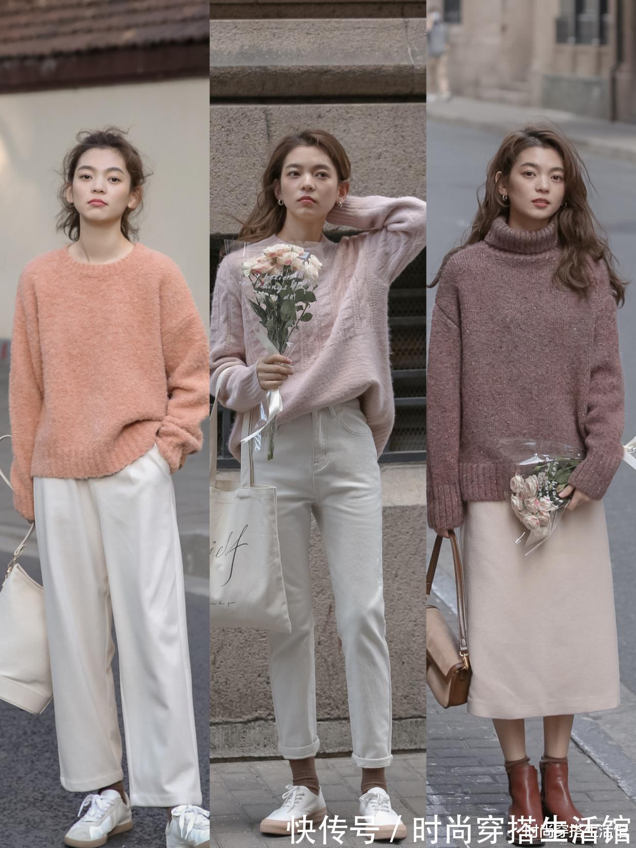 圆领|突然发现,今年火了一种女装:叫“毛衣”,显瘦又百搭,谁穿谁美