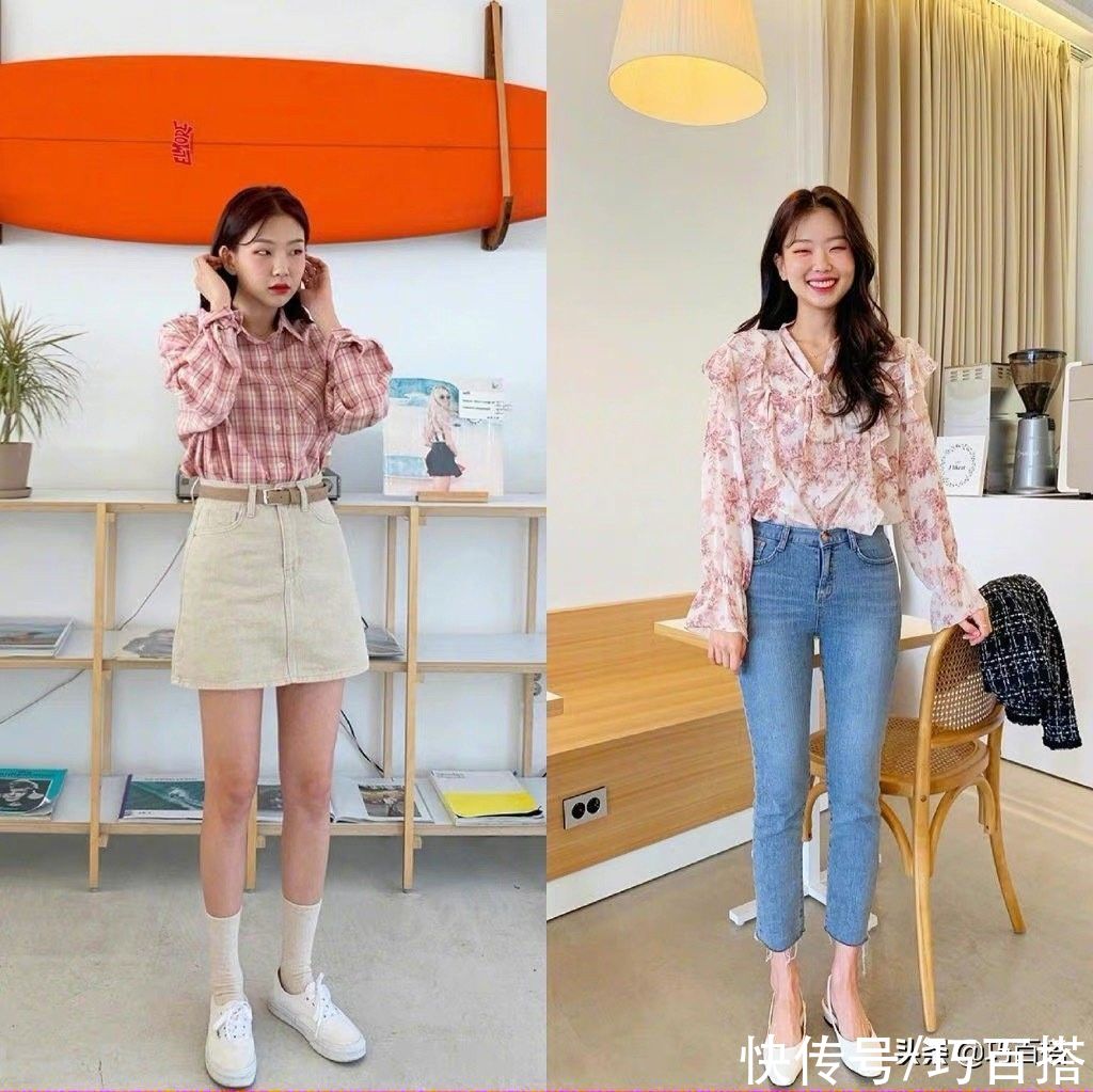春天就应该穿代表春天的衣服，衬衫、裙装通通安排上，好看不挑人