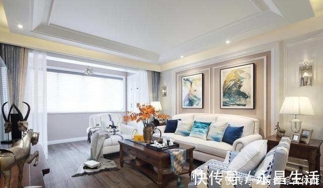 空间|140㎡美式风格三居室，玄关装了玻璃窗让家既美观又开阔！