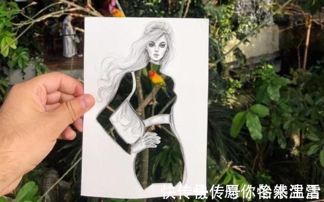 惊艳&这才是灵魂插画师！手绘图只画一半也惊艳，这衣服效果比高定还美