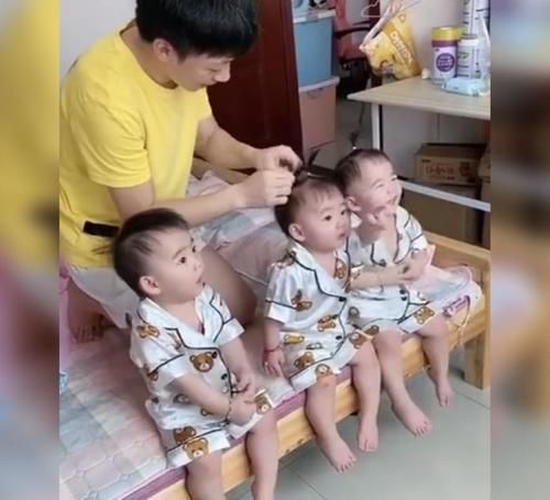 取款机|爸爸为区分三胞胎大小,给娃扎不同小辫火了,网友:这怕是随机的