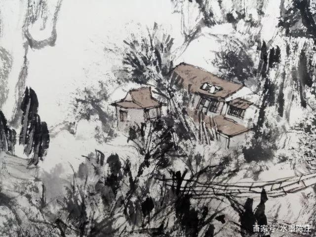 山水画家!最讲笔墨构造的山水画家|白云乡水墨写生