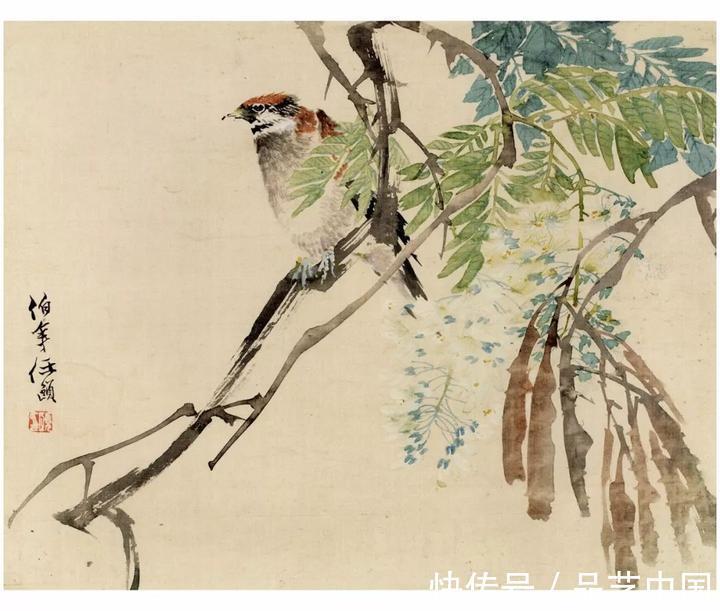 吴昌硕@任伯年的小品，色感十足