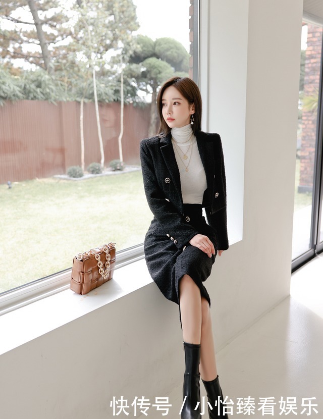 孙允珠每日穿搭:威廉男爵气质高冷俊俏西装裙