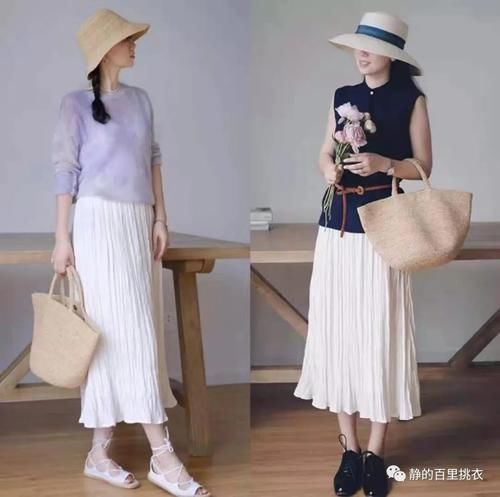 白色|30+女性的“白色半身裙”穿搭示范，优雅又高级，谁穿谁美