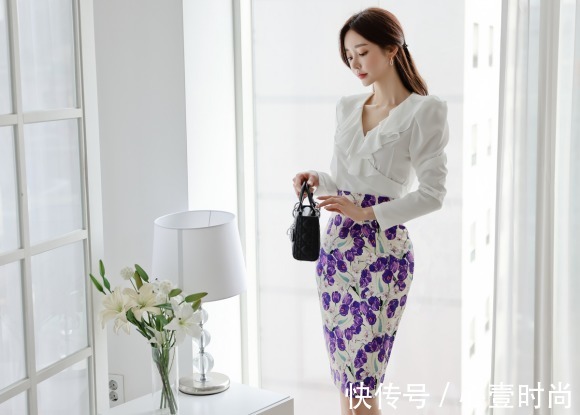 孙允珠|女神孙允珠的时尚搭配:紫藤萝庭园花束娇媚温婉衣裙