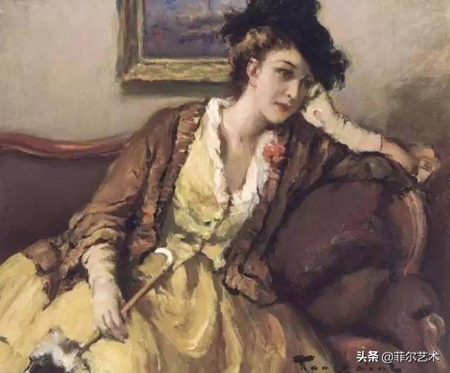 艺术家|艺术家弗尔南·图森特古典油画中的女人，精致高雅，飘逸风流