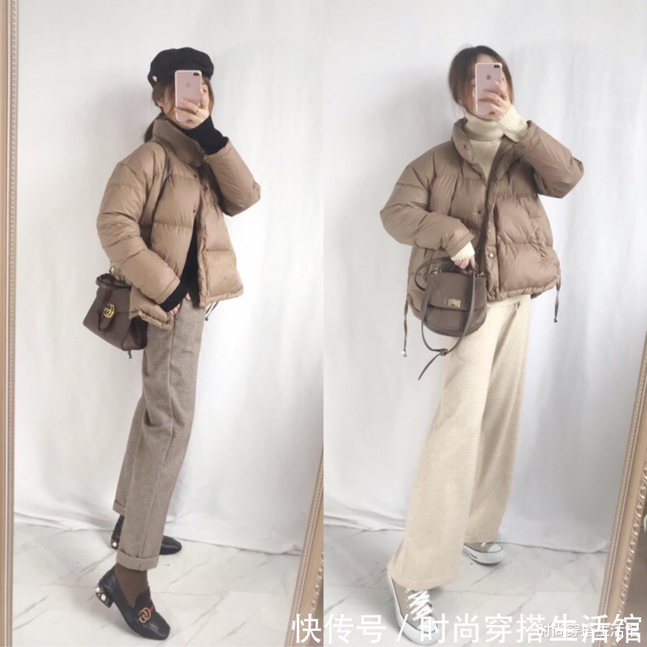 烟管裤|天冷了,这才是真正适合小个子的“羽绒服”穿搭,时髦保暖又显高