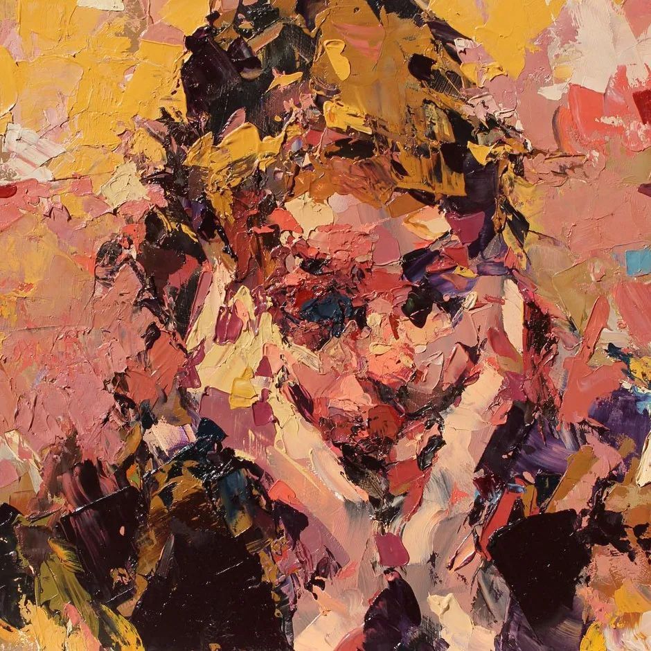 纹理&他将杂碎的色块,厚重的纹理,融于画中的人物