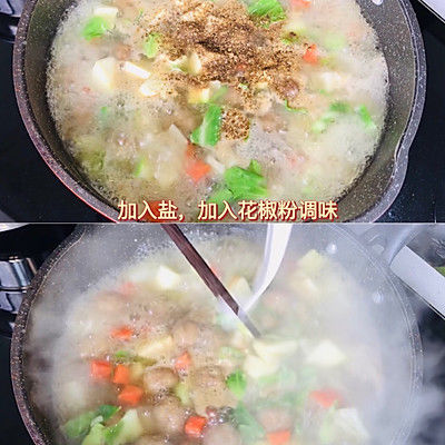 搅拌均匀|肉丸胡辣汤