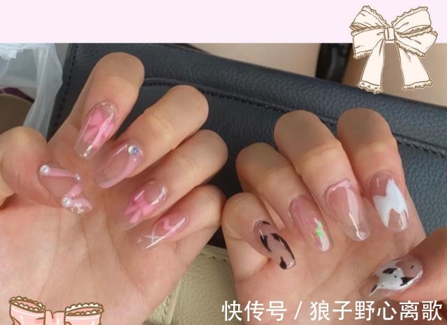 甲片|夏日漫画感透色美甲,色彩搭配很清爽,谁见谁不爱呢!