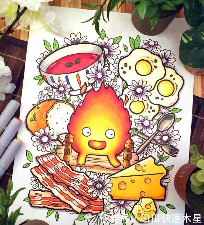 龙猫|画师手绘经典动漫插图,角色本身呆萌可爱,却都是吃货