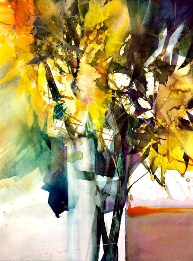 Elke&水彩画家Elke笔下的花花世界浓墨重彩之中隐去了繁花的具象(一)