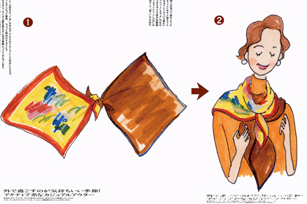 春季围巾如何戴才能有别于冬天?日网教你的方法,时髦显脸小