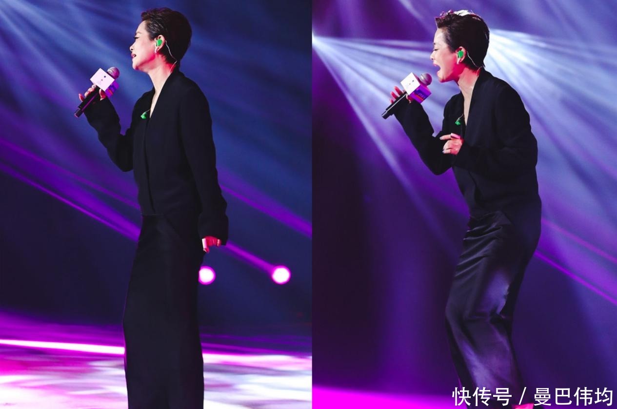 掀起刘海|58岁毛阿敏真的老了,掀起刘海穿垫肩拼接裙做女王,好绝一女的