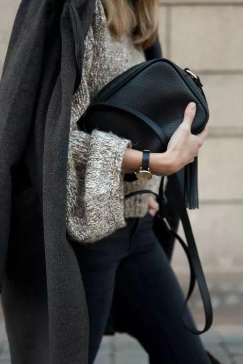 显瘦|大衣配毛衣,显瘦又高级