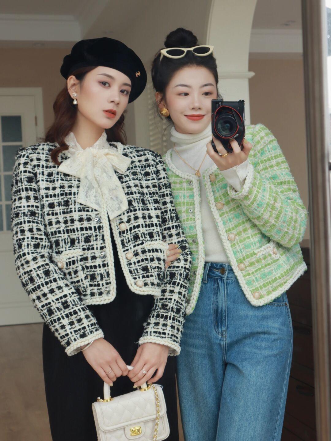 同款|复古潮流的姐妹装,同款不同色,搭配出不同韵味!秋天必选毛呢大衣和高筒靴!